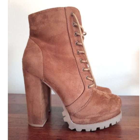 Soda Shoes - brown 5 inch heel shoe booties size 7.5 faux suede